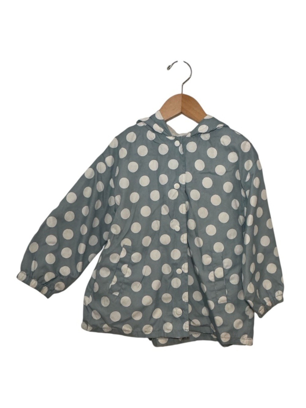 ZARA light blue & white polka dots lined rain jacket - size 3-4